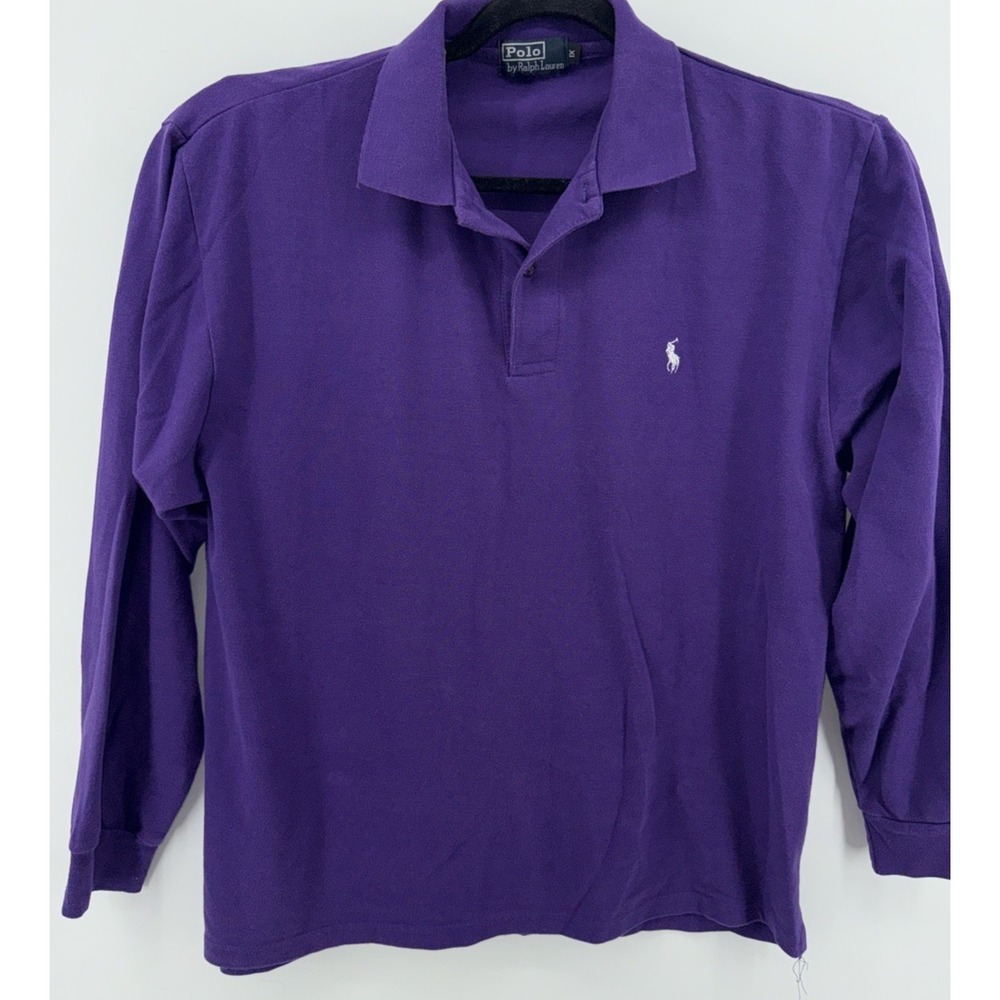 Polo Ralph Lauren Mens Long Sleeve Mesh Polo Shirt 100% Cotton Purple 1X BIG